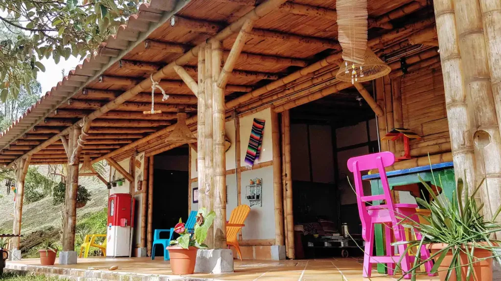 Front patio of cabin in mountains of Rionegro